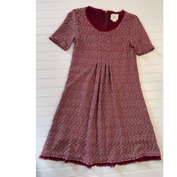 Maeve Anthropologie Wavy Textured Red and White Striped Mini Dress Women's XS - Picture 1 of 7